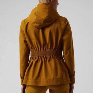 ATHLETA SUTRO RAINOUT TRENCH FALL  HOODED RAIN JACKET COAT XS BRASS YELLOW GOLD